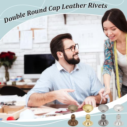 FINGERINSPIRE 320Sets 4mm Tubular Round Cap Leather Rivets Double Cap Rivet - color: Tubular Round Cap