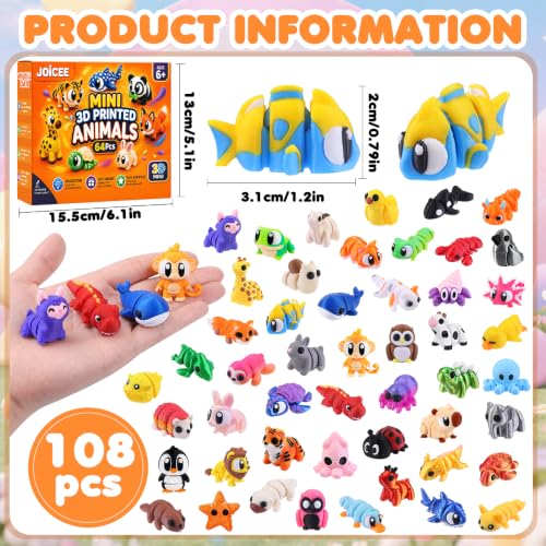 JOICEE 64Pcs 3D Printed Animals Articulated Flexible Fidget Sensory Toys - color: Orange