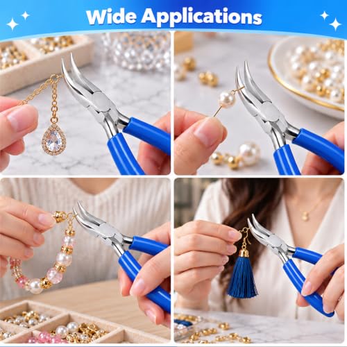 Bent Nose Pliers,Bent Chain-Nose for Crafting and Repair - color: Dark Blue-bent Nose Pliers