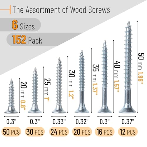 Mr. Pen- Wood Screws Assortment Kit, 152 pcs, Silver, Phillips Flat Head - color: Silver, size: 152 pcs