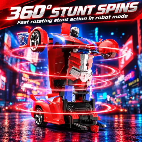 DEERC Spider Transforming RC Car for Boys, 2.4GHz Remote Control Robot Toy