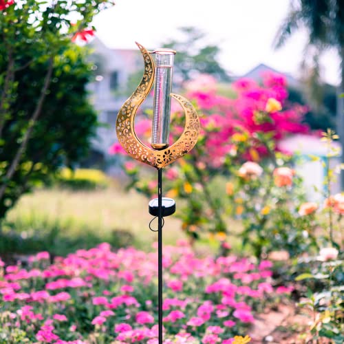 39'' Tall Rain Gauge Outdoor - Solar Flame Design - color: Flame B