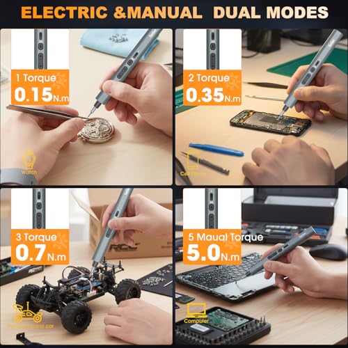 TanSon Mini Electric Screwdriver, Cordless Small Precision Screwdriver Set - color: Gray-160-in-1