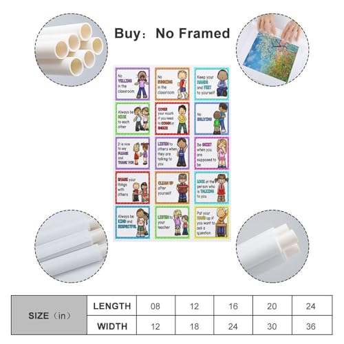 Classroom Rules Educational Posters for Preschool, Home, Middle And High School Classroom Poster Poster for Room Aesthetic Posters & Prints on Canvas Wall Art Poster for Room 20x30inch(50x75cm) - color: Unframe-Style, size: 20 x 30 inches