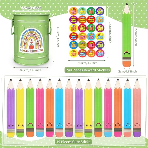 Fayoo 49Pcs Wooden Pencil Name Sticks for Classroom with Storage Box - color: Colorful