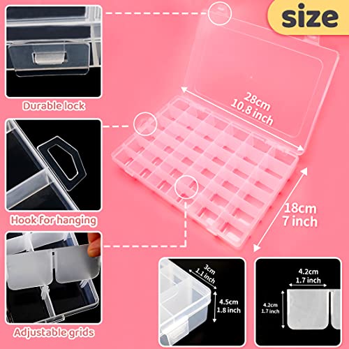 IOOLEEM Bead Organizer Box, 36 Grids 2 Pack Adjustable Dividers Storage Box - color: Clear, size: 36 Grids Adjustable (2 pack)