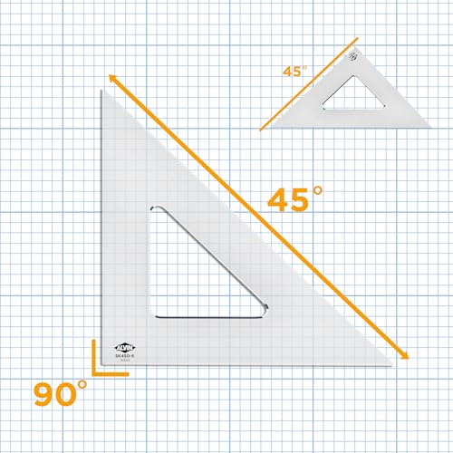 ALVIN Drafting Triangle, Smoke, Beveled, 45/90 Degrees, 8 in, SK450-8 - size: 8", style: 45/90 Degree