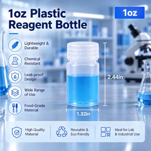 1 oz Wide Mouth Lab Bottle - Laboratory Grade Portable Clear PP Container, Sealed Leak-proof, Perfect for Water Samples and Pills(5 Pcs) - color: Clear, size: 1oz(30ml)