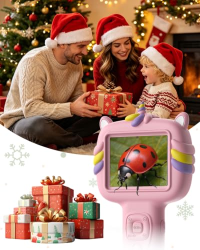 Microscope Camera for Kids Gifts Toys- Handheld Pocket Microscope Autofocus - color: Pink