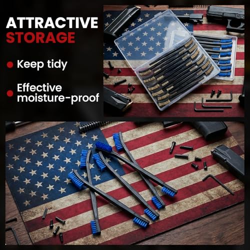 PINGMIC Gun Cleaning Brushes, Double-Ended Gun Brushes, 12 Blue Nylon - color: Blue