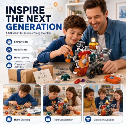 STEM Science Circuit Board Set, 218PCS Edu Smart Lab Building Kit with 19 Models, Physics Experiment Car Kit for Kids, Educational Engineering Toy