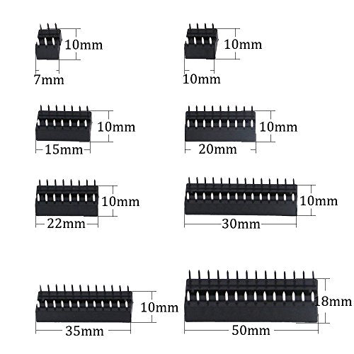 Glarks 122Pcs 2.54mm Pitch 6 8 14 16 18 24 28 40 Pin DIP IC Sockets Solder Type Adaptor Assortment Kit
