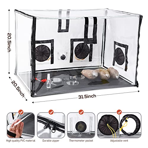 Large Still Air Box Mushroom Mycology Fume Hood Propagation StationsGrow Kit Mushroom Grow Bags Your Monotub Kit Mushroom Planting BagTent for Spores Horticulture Supplies (31.5 * 20.5 * 20.5inch)