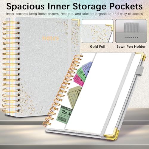 Hardcover Spiral Notebook with Tabs & Dividers, 8"x10" 5 Subject - color: Silver, size: 8''x 10''
