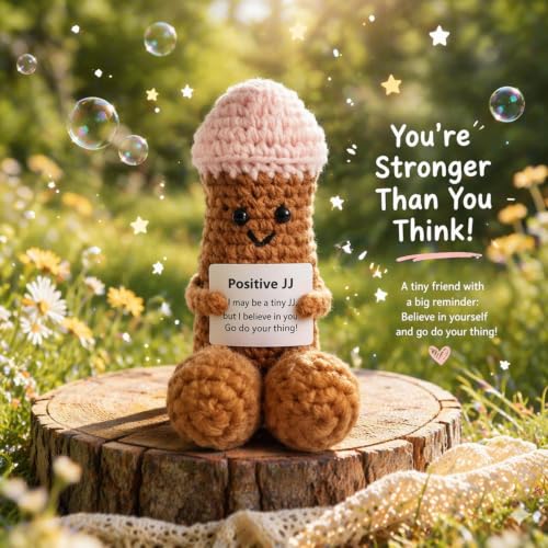 Emotional Support Positive Crochet Figurine,Handmade Desktop Ornament - color: Brown Ajj