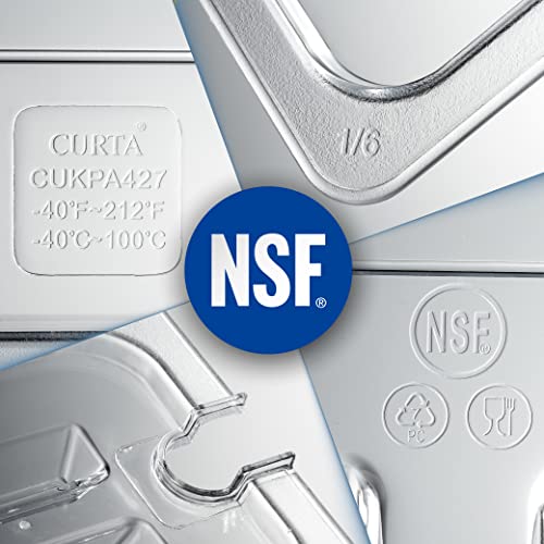 CURTA 6 Pack NSF Notched Food Pan Cover, 1/2 Size Clear Polycarbonate Lid with Handle for Commercial Food Pan, Dishwasher & Freezer Safe Plastic Clear - color: 1/2 Size, size: Handled & Notched Lids