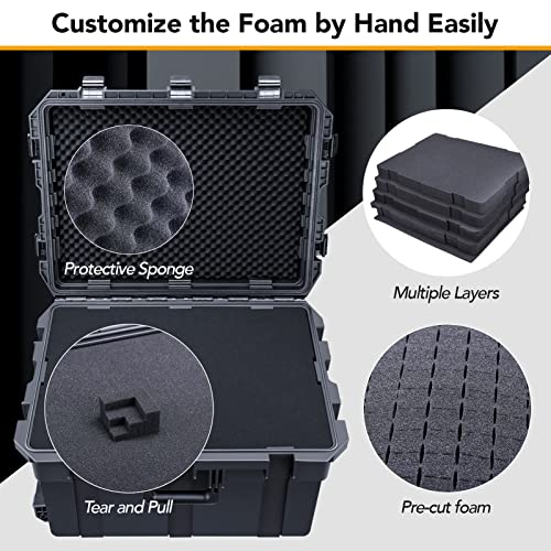 Lykus HC-6540 Hard Case with Wheels and Foam, Inner Size 23.0*16.54*14.17in - size: HC-6540