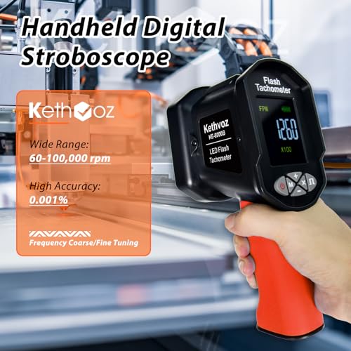 Digital Stroboscope Tachometer, Kethvoz LED Strobe Light 100,000 RPM Meter