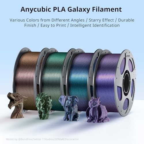 ANYCUBIC Galaxy PLA 3D Printer Filament, Sparkle Glitter PLA, Chameleon Changing Colors, 3D Printing PLA Filament 1.75mm Dimensional Accuracy +/- 0.03mm, 1KG Spool (2.2 lbs), Galaxy Green - color: 1kg Galaxy Green