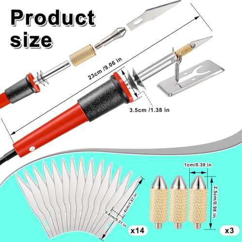 Honoson 19 Pcs Electric Hot Knife Cutting Tool with 14 Blades, Red - color: Red