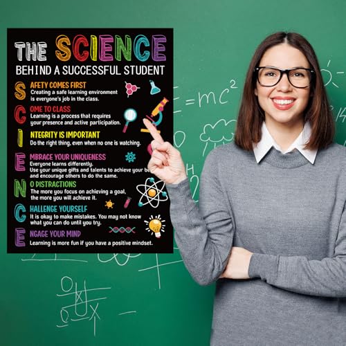 COCHIE Science Posters Set for Classroom Decorations, Back to School Science Class Rules Poster Wall Decor for Primary Elementary Middle High School Teacher Must Haves Supplies - 14 4/5"x11" - style: Science