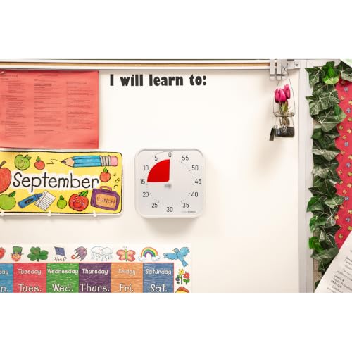 Time Timer Original 12" Visual Countdown Timer – Large 60-Minute Classroom Visual Timer for Modern classrooms, Student Groups & Adult Meetings – Helps with Focus, ADHD, Autism – (Red & White) - color: Red & White, size: 12 Inch