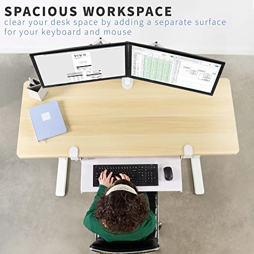 VIVO Large Clamp-on Computer Keyboard and Mouse Under Desk Slider Tray, 27 x 11 inch Pull Out Platform Drawer, White, MOUNT-KB05W - color: White, size: 27 inch