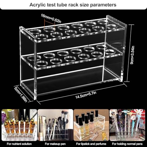 acrylictuberacksmall Acrylic Test Tube Holder Rack with 16mm Wells for Test Tube Make up pens etc - color: Transparent, size: 16mm