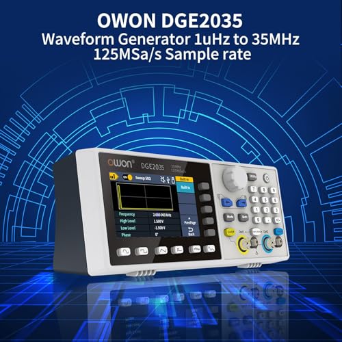 OWON DGE2035 Dual-Channel Arbitrary Waveform Generator, 35MHz Function Generator, 125MSa/s Sampling Rate, 14-bit Resolution, 3.6” TFT LCD, Signal Generator with AM/FM/FSK Modulation, PC Control - style: DGE2035