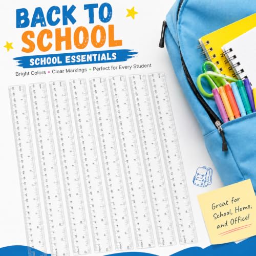 64 Pack Clear Plastic Rulers Bulk, 12 Inch Transparent Rulers - color: Clear