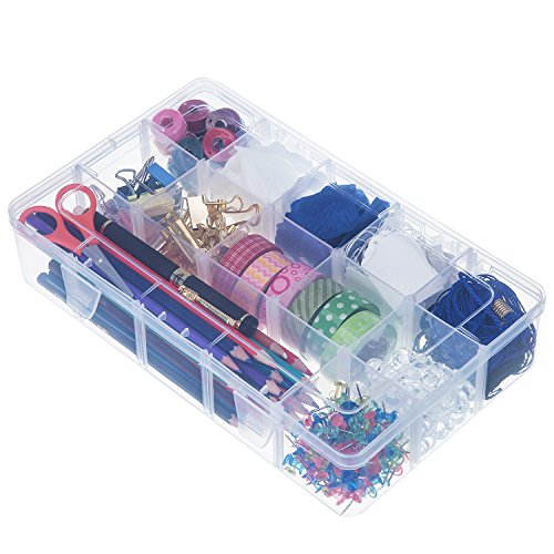 Outus 15 Grid Washi Tape Organizer Adjustable Clear Plastic Storage Box