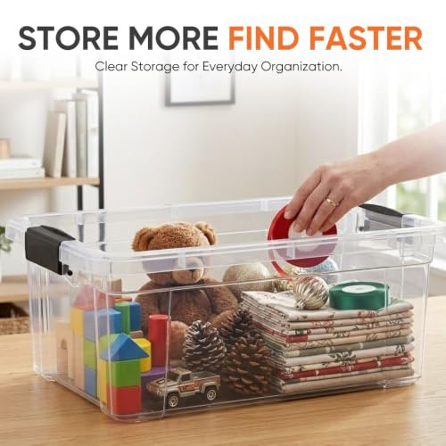 Superio Clear Storage Box with Lid, 36 Quart Plastic Container Bins for Organizing, Stackable Crates, BPA Free, Non Toxic, Odor Free, Organizers for Home, Office, School, and Dorm - size: 36 Quart