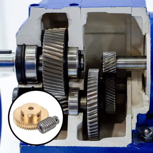 uxcell Worm Gear Set 50T 1 Module 50:1 Reduction Rate, 8mm/6mm Bore - size: 8mm/6mm Bore (1Mod 50T)