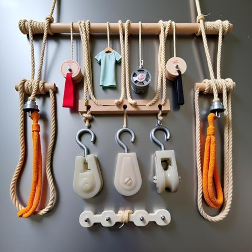 20Pcs White Mini Plastic Pulley Wheel, Lightweight Nylon Small Pulley Wire Rope Pulley Set Nylon Clothesline Pulley Kit for DIY Home School Cranes Pulley Frame Project, Pulley Blocks