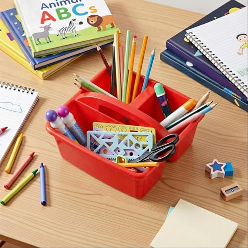 Kathfly 4 Pack Classroom Caddy Organizer with Handle Bulk, Blue Red - color: Blue Red