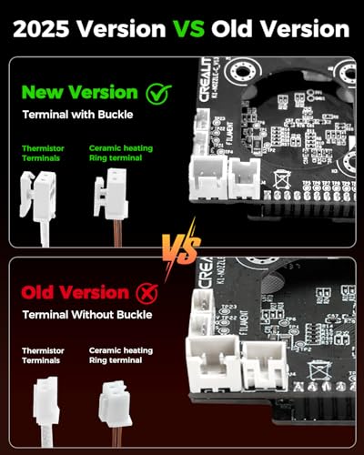Creality 2025 K1 SE/K1C/K1 Max/K1 Upgrade Ceramic Heating Block Kit, New Version Terminal with Buckle, K1 Series 600mm/s High-Speed Printing Hot End, Extruder Hotend for 3D Printer K1 Series - style: For 2025 K1Max/K1C/K1SE/K1