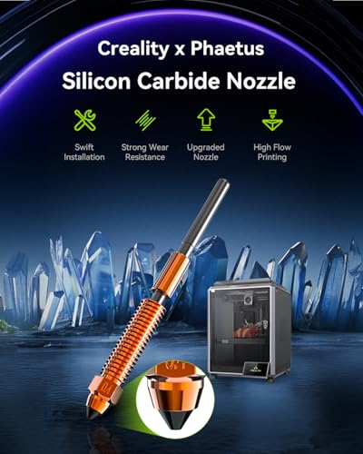 Creality Official K1C/K1 SE Phaetus Silicon Carbide Nozzle, 0.4mm Quick-Swap 3D Printer Nozzle Specially for Carbon Fiber, Wood, Glass Fiber Filament for Ender 3 V3, Ender 3 V3 Plus, K1, K1 Max - style: 1PCS 0.4mm - Phaetus Silicon Carbide