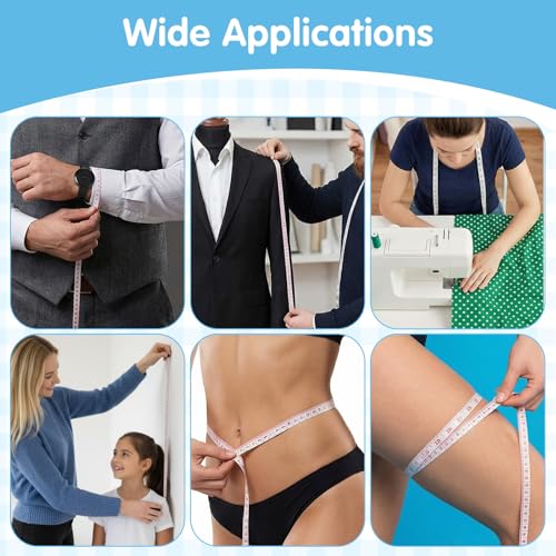 60 Pack Soft Retractable Measuring Tape Double-Scale 60 Inch/150cm for Body Measuring Metric Tape Measure Sewing Craft Cloth Tape Measure Tailor Cloth Knitting Home Craft Measurements (6 Colors)