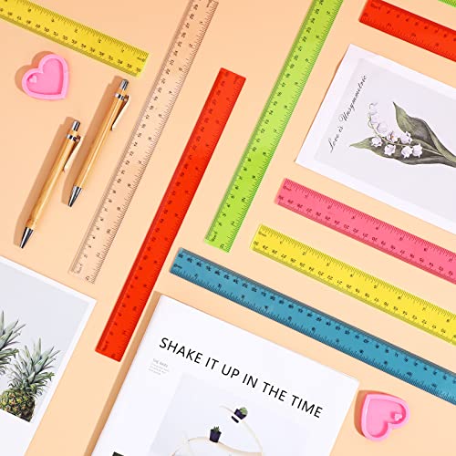 Fumete 300 Pack 12 Inch Plastic Rulers Bulk for Classroom Back to School