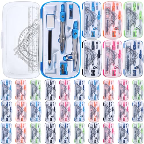 Zonon 36 Sets Math Geometry Kit, 10 Pcs Compass Rulers Protractor School