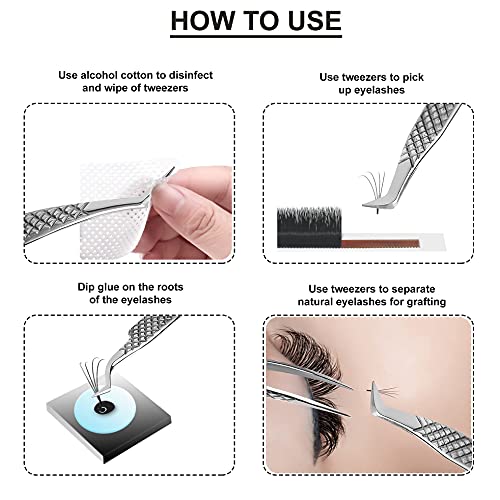 Eyelash Extension Tweezers Set of 6, Japanese Steel, Silver - color: Silver