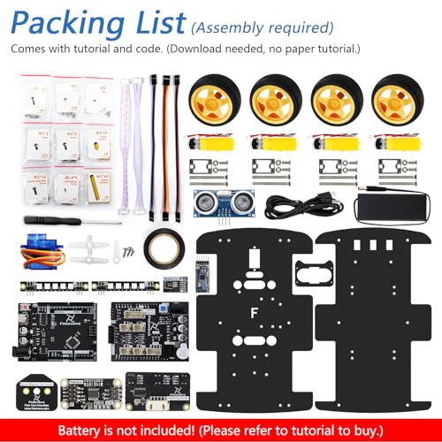 Freenove 4WD Car Kit (Compatible with Arduino IDE), Line Tracking, Obstacle Avoidance, Wireless Control App, Ultrasonic Sensor Motor Servo - color: Without Remote