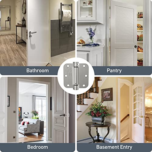 HOSOM 3 Pack Self Closing Door Hinges 3.5 Inch Spring Hinge, Brushed Nickel - color: Brushed Nickel-5/8'', size: 3.5" 3 Pack