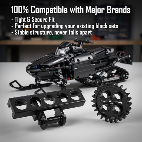 504PCS Technical Tank Track & Wheel Set Treads Chain Links Tank Robot Sleigh Car Motorcycle Toy Accessories Compatible with LEGO and Major Building Brands, Gift for Kids Ages 6 7 8 9 10 11 12+