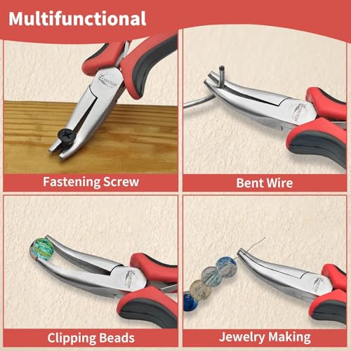 2-Piece 5 Inch Bent & Flat Nose Plier, Small Jewelry Pliers Set