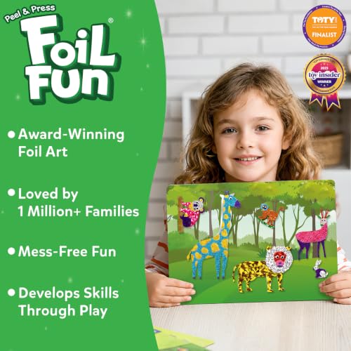 Skillmatics Foil Fun Animals, Foil Art & Craft Kit, Gift for Boys & Girls