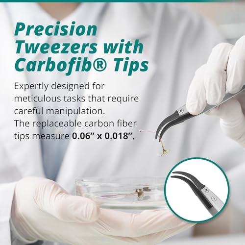Excelta 759D-RT Curved Tweezers, Replaceable Carbon Fiber Tip