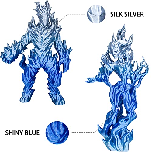 PLA 3D Printer Filament, PLA Filament Silk Silver Shiny Blue PLA Filament 1.75mm +/- 0.02mm, 3D Printing Filament 1kg/2.2lbs - color: Silk Shiny Blue Silver
