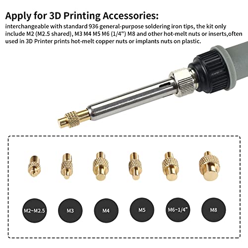 BCZAMD Voro2.4 3D Printer Accessories Heat Insert Brass Nut Kit M2 2.5 M3 M4 M5 M6 M8 Iron Tips Thread Embedded Kit Heat Insertion Tool for DIY Project Printing Not Include Soldering Iron Imdinnogo - color: Heat Insert Tips