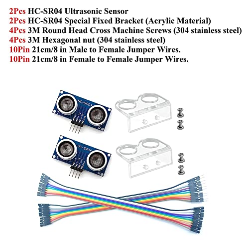 WWZMDiB 2 Pcs HC-SR04 Ultrasonic Sensor Module Compatible with for Arduino R3 MEGA Mega2560 Duemilanove Nano Robot XBee ZigBee (2 Pcs HC-SR04 Ultrasonic Sensor) - color: 2 Pcs HC-SR04 Ultrasonic Sensor